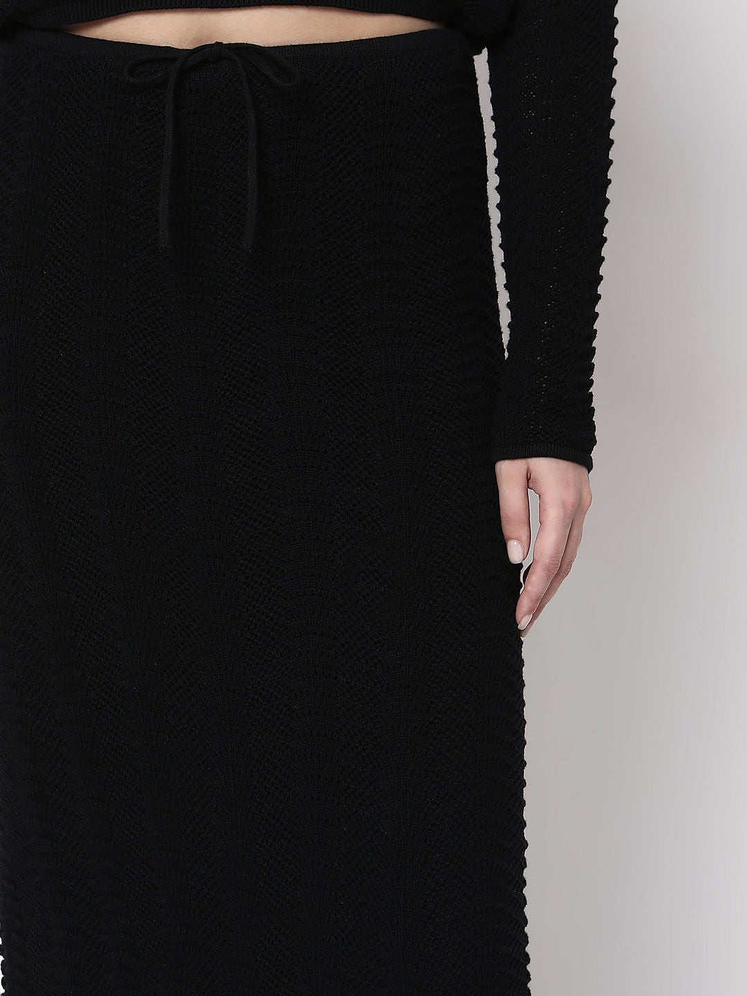 Black Knitted Co-Ord Set Skirt