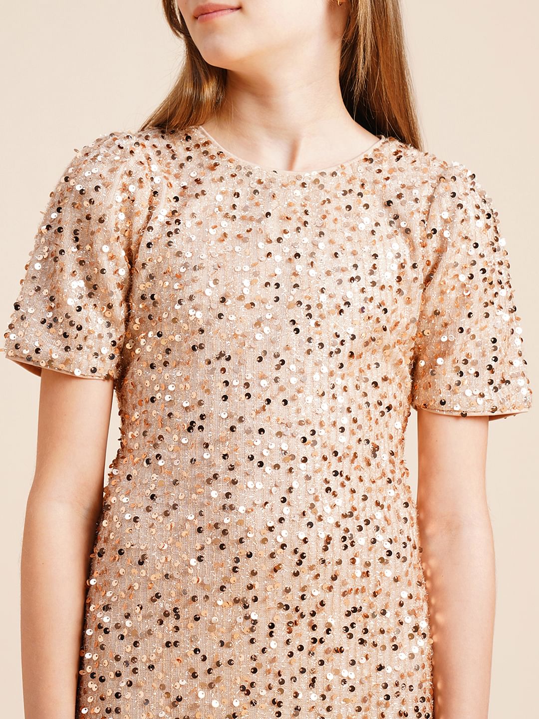 Girls Golden Sequined Dress