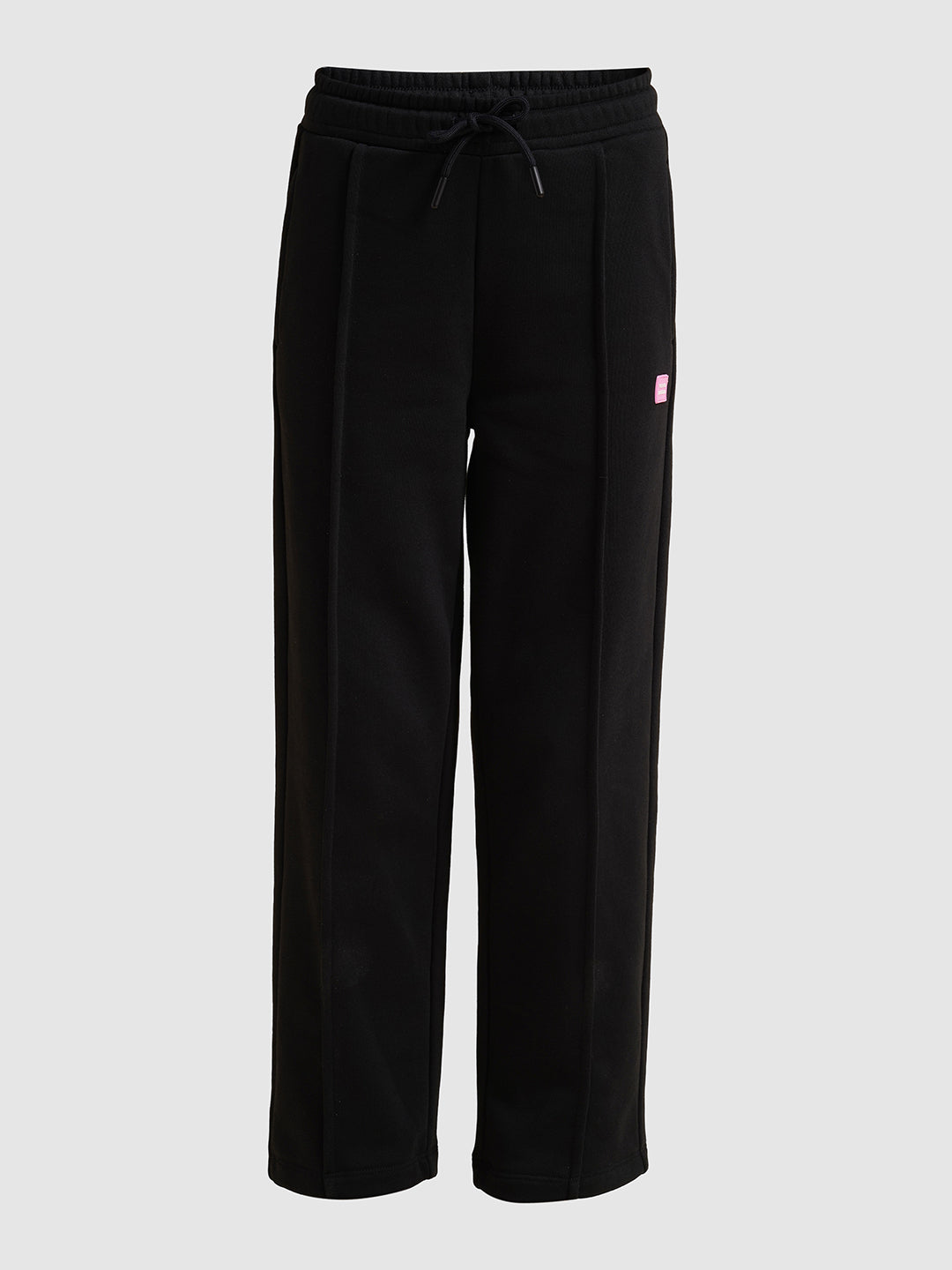 Girls Black Cotton Relaxed Fit Joggers