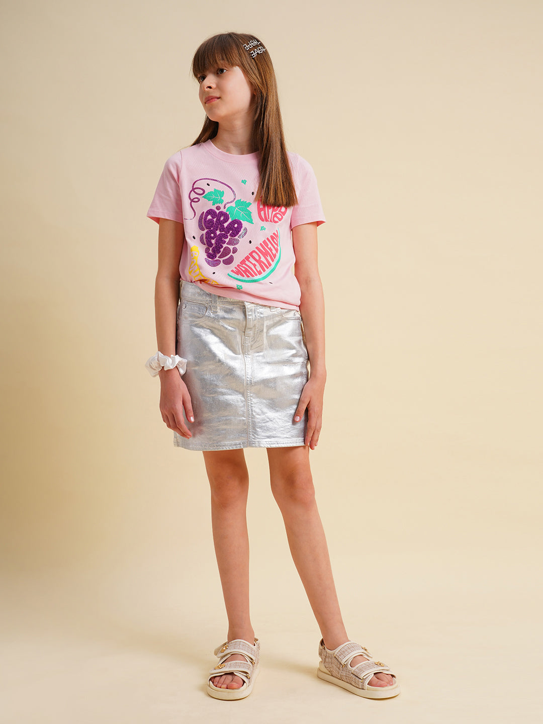 Girls Silver Shimmer Skirt