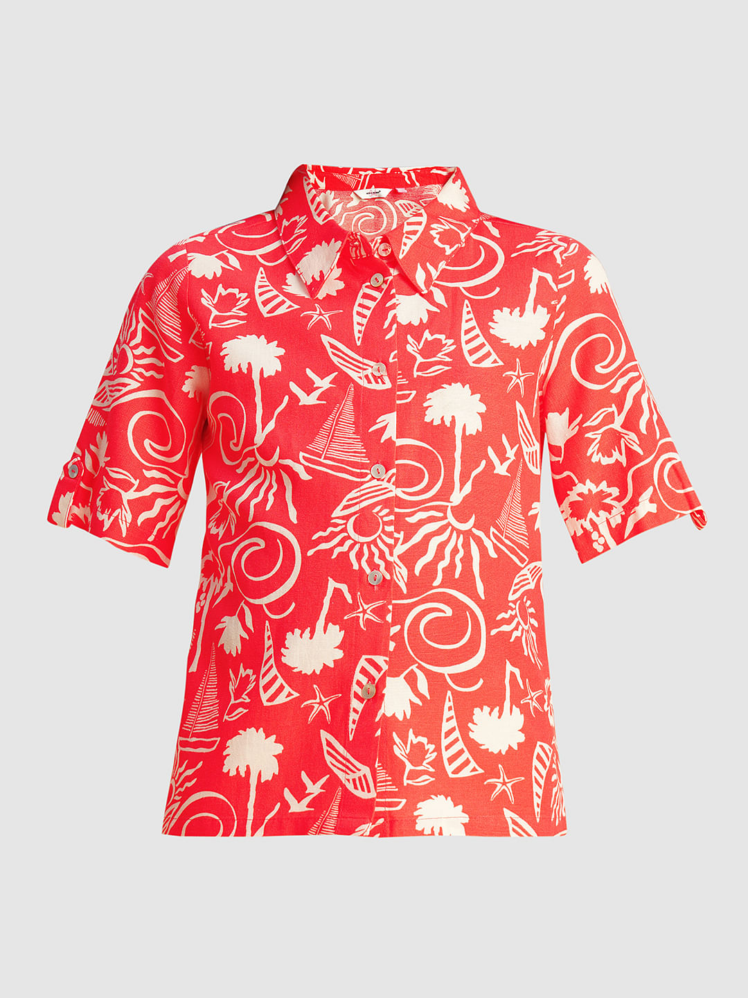 Girls Red Printed Shirt