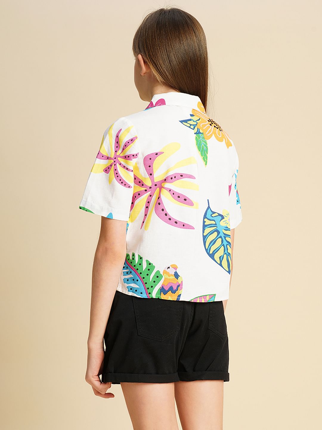 Girls White Printed Shirt