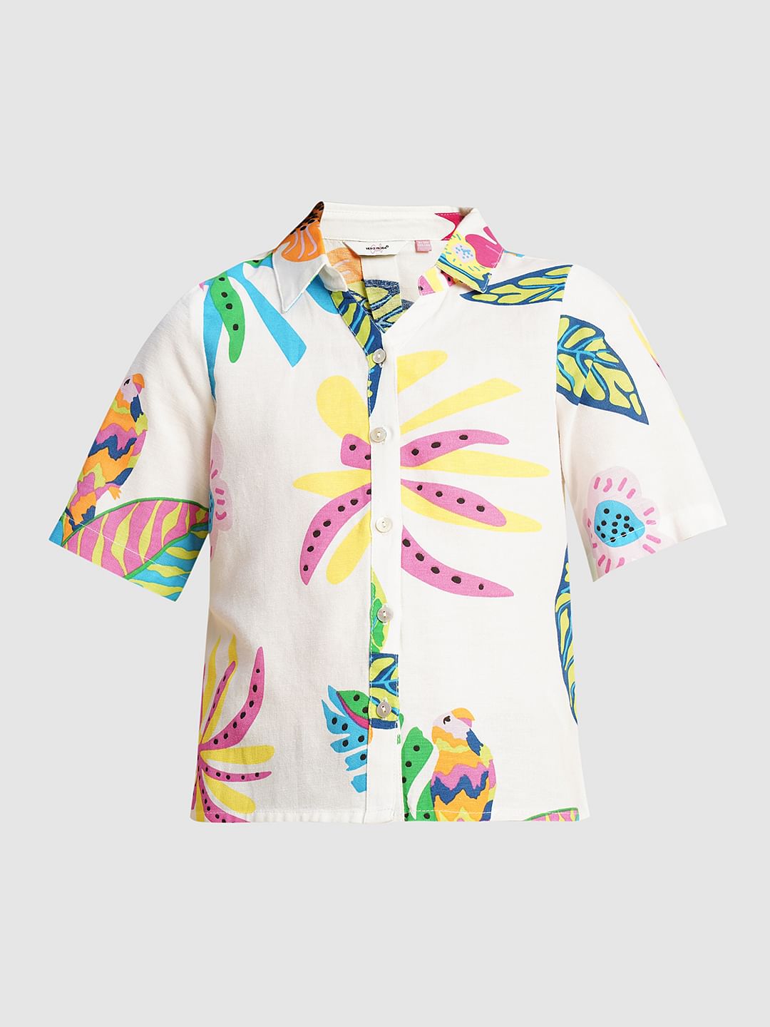 Girls White Printed Shirt