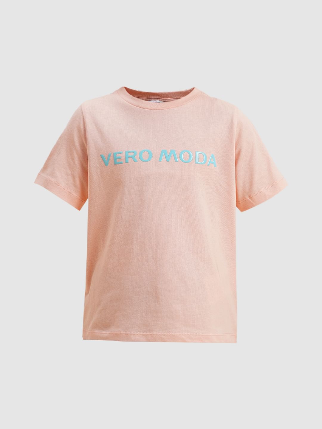 Girls Pink Logo Print Cotton T-Shirt