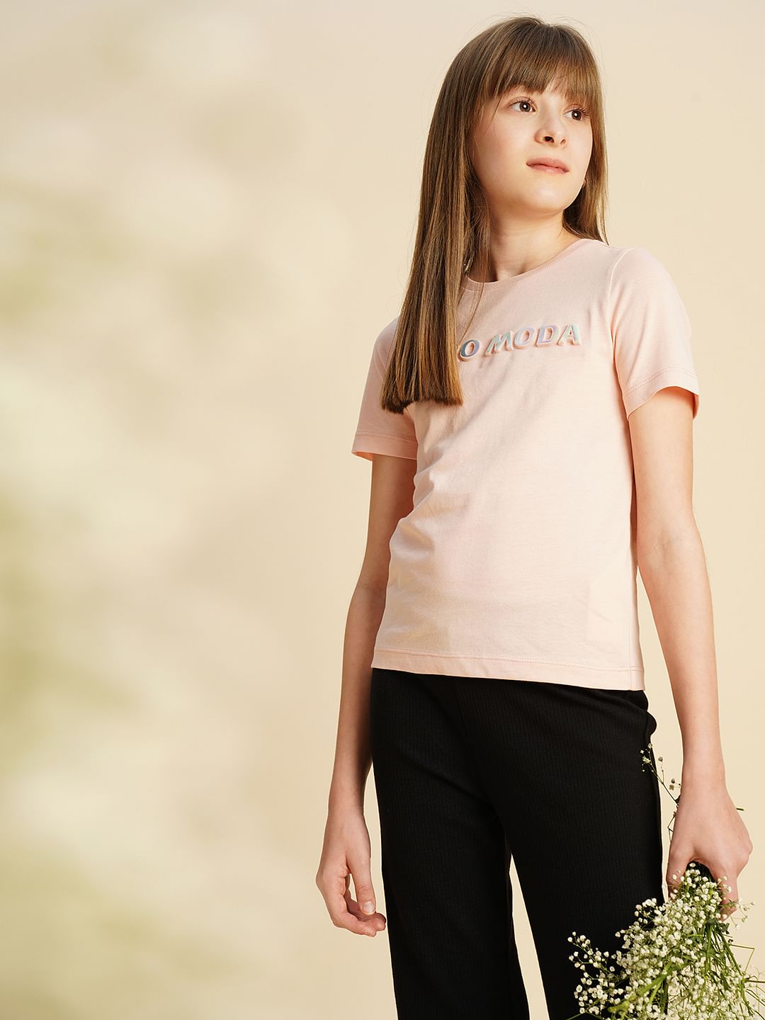 Girls Pink Logo Print T-Shirt