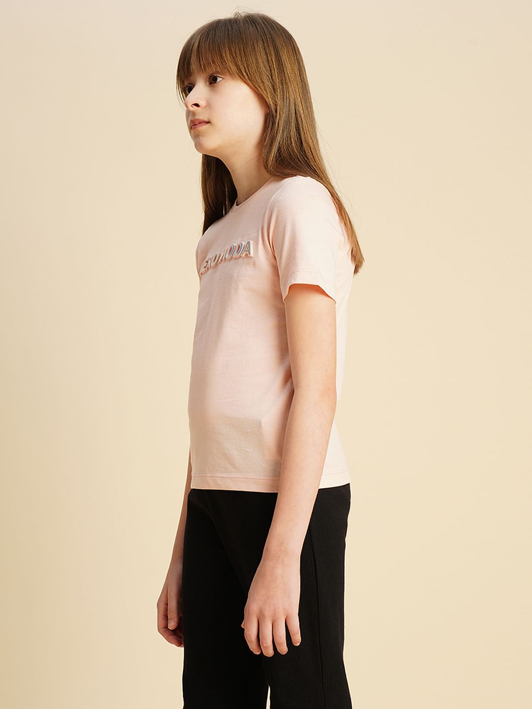Girls Pink Logo Print T-Shirt