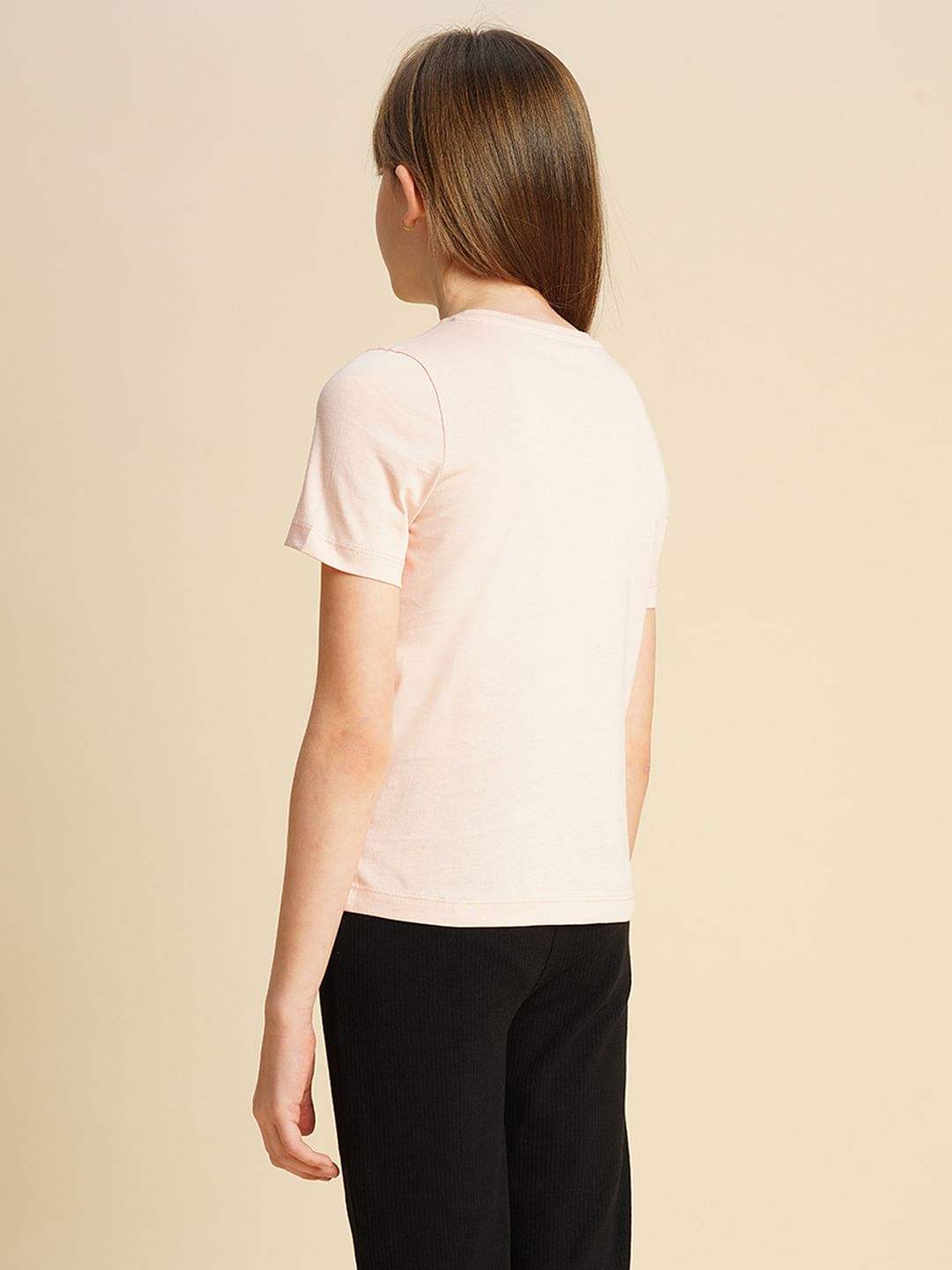 Girls Pink Logo Print T-Shirt