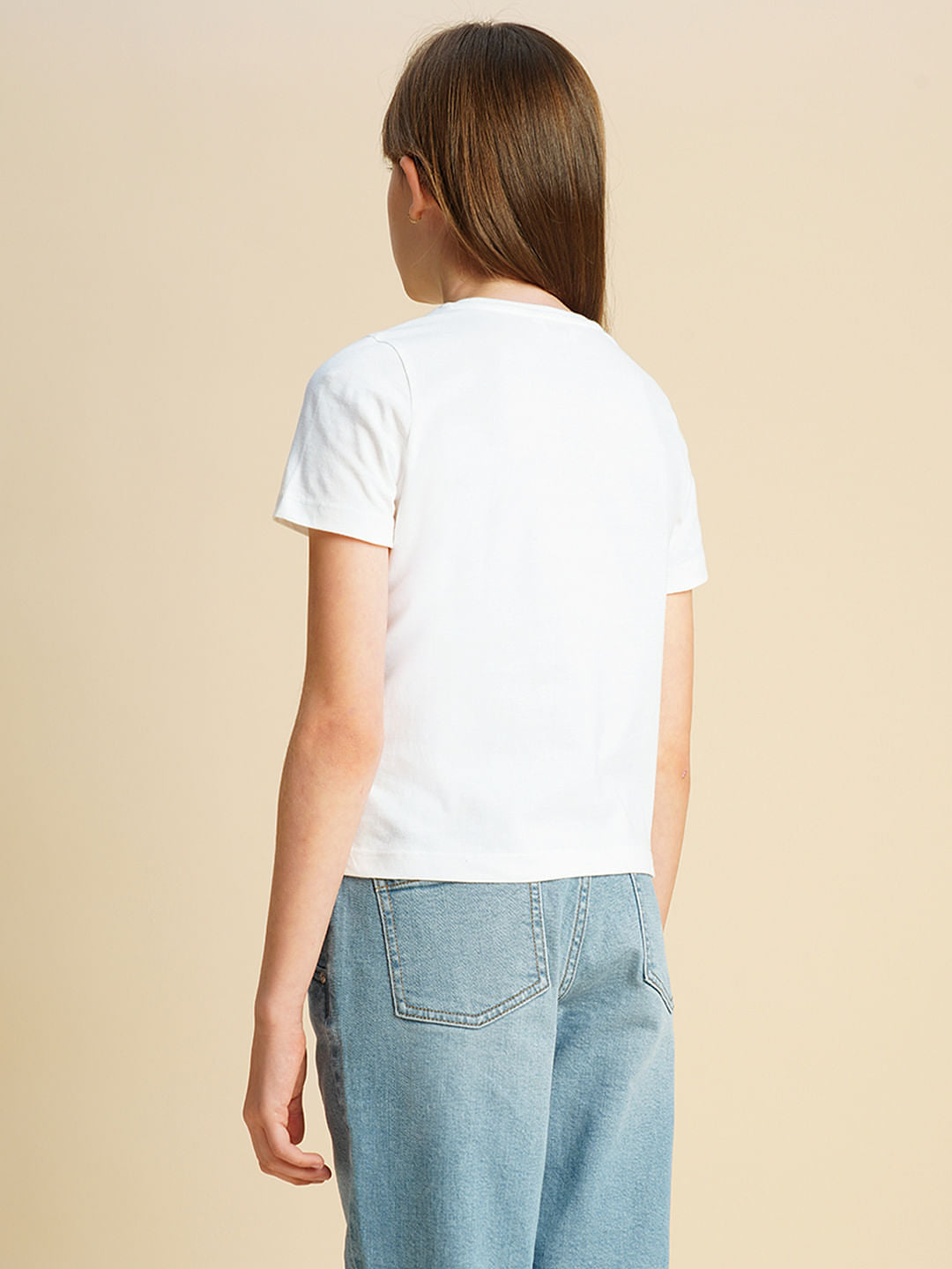 Girls White Logo Print T-Shirt