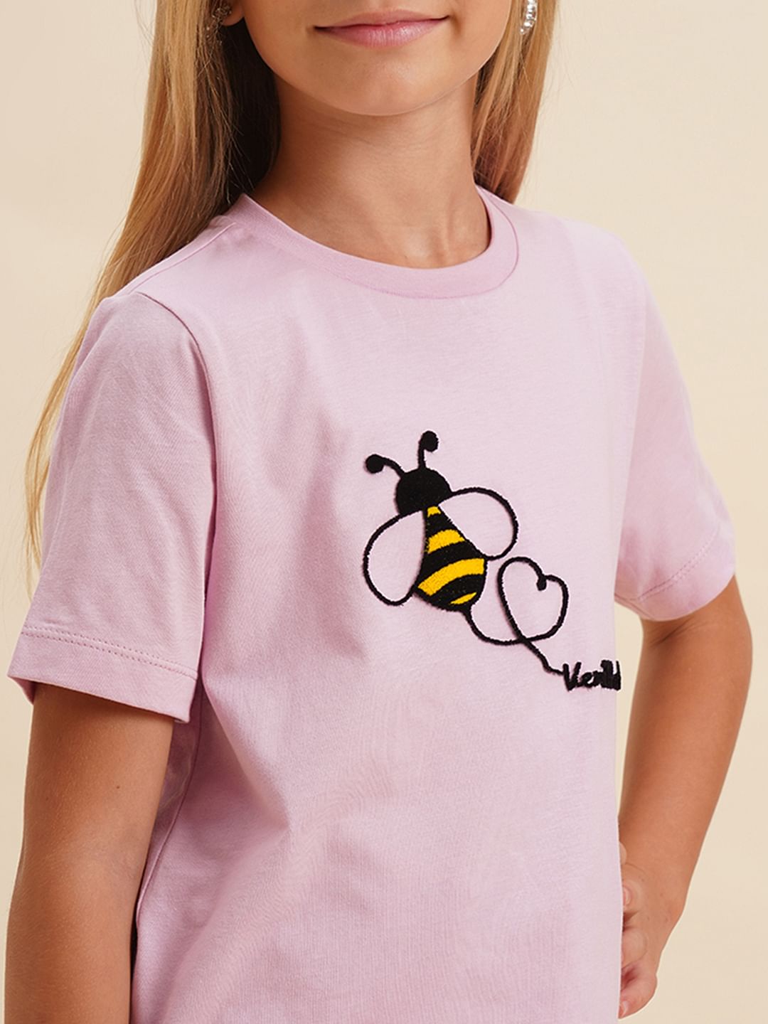 Girls Pink Honeybee Print T-Shirt