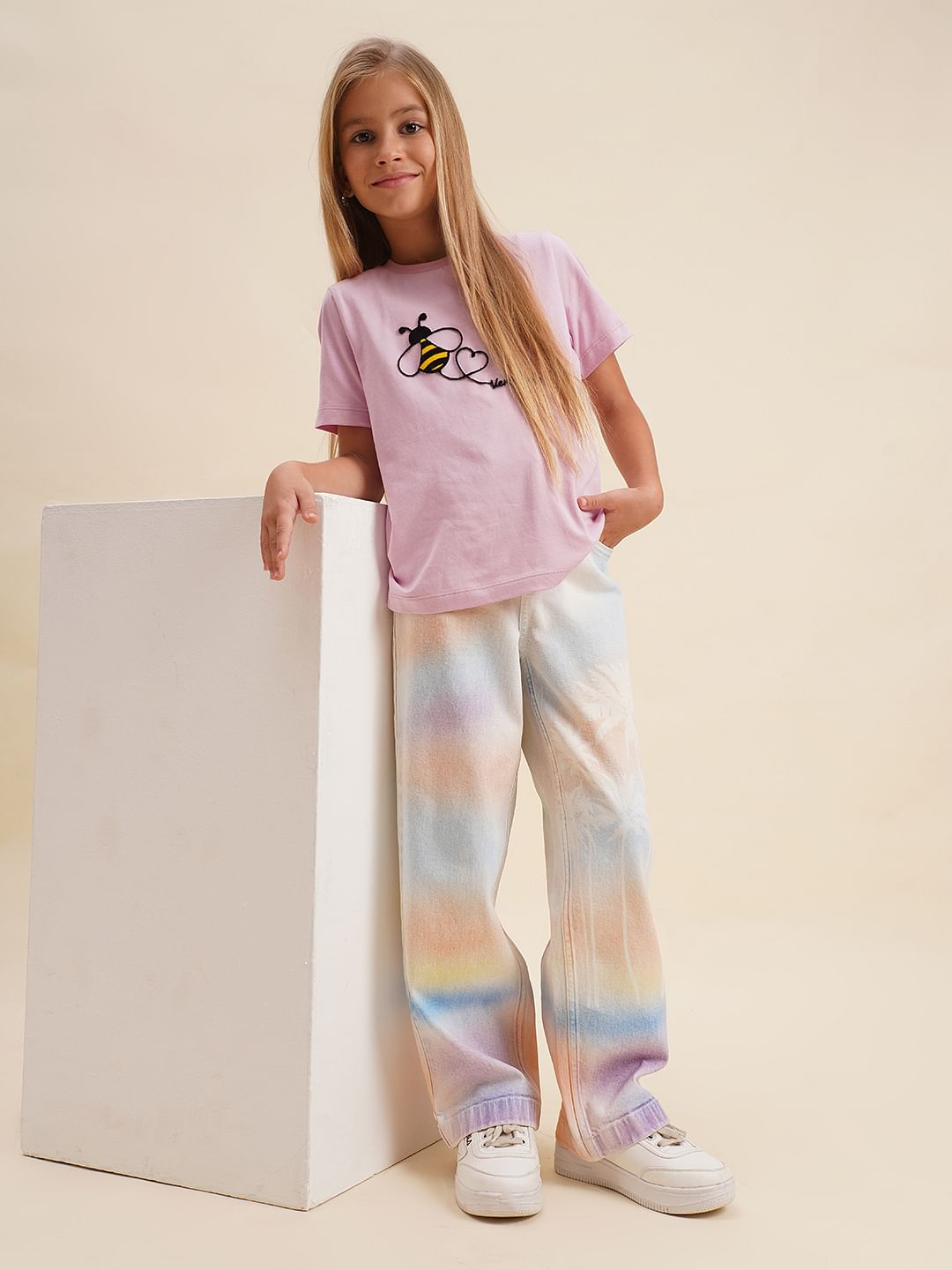 Girls Pink Honeybee Print T-Shirt