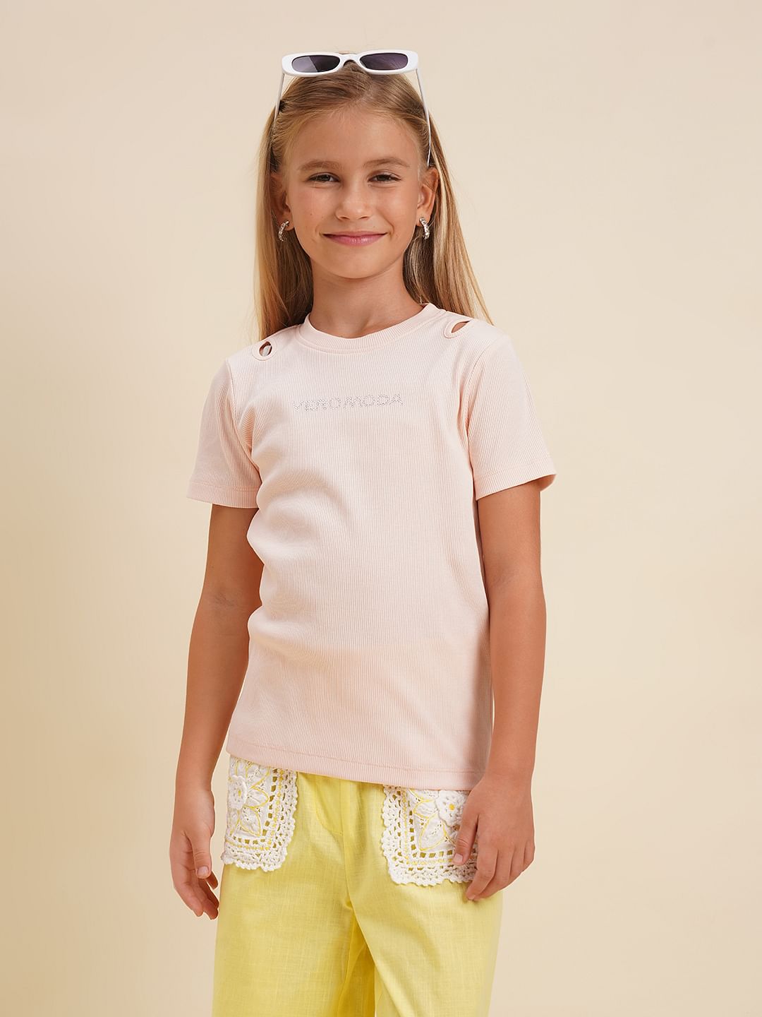 Girls Pink Logo Print T-Shirt