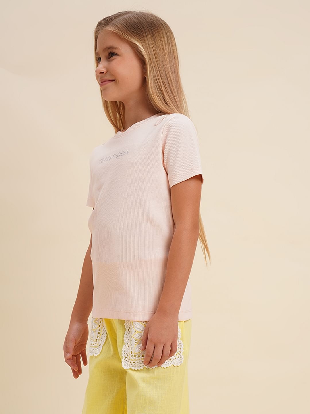 Girls Pink Logo Print T-Shirt