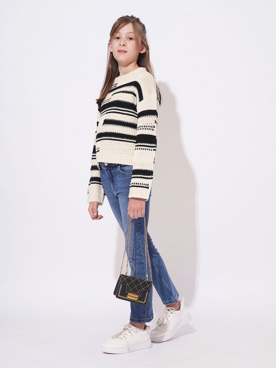 Girls Beige Knit Pullover