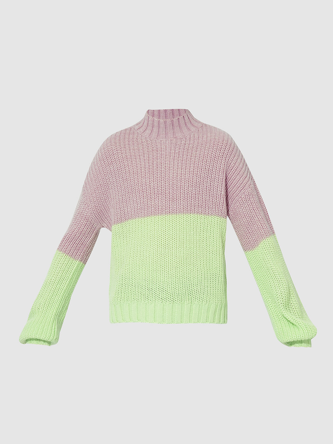 Girls Pink Colourblocked Pullover