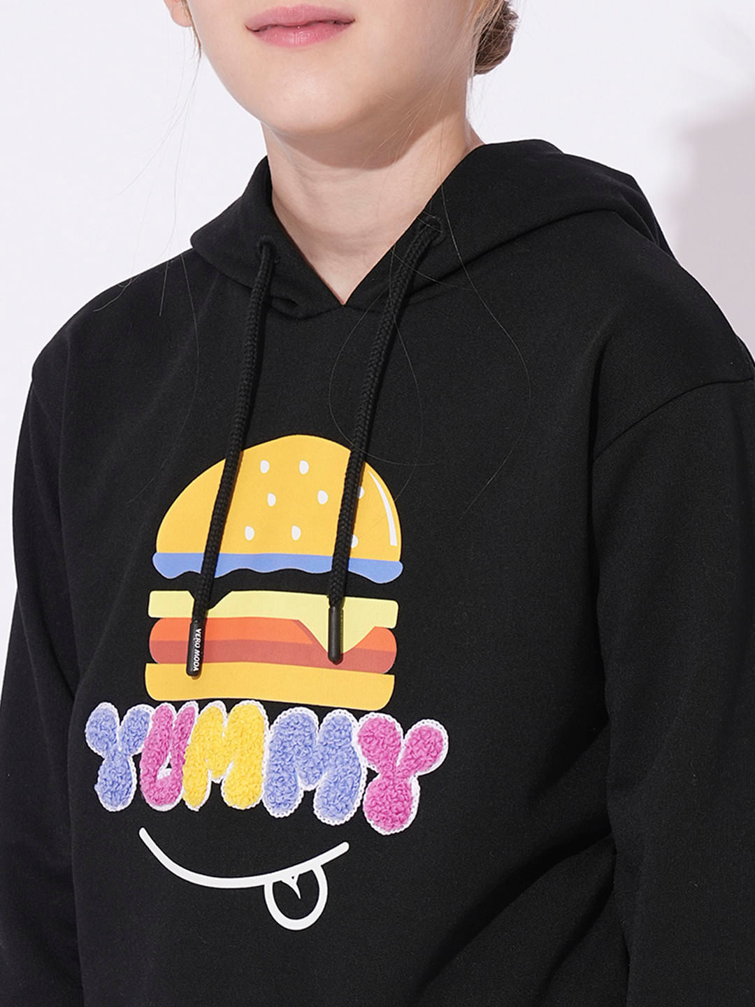 Girls Black Hooded Sweatshirt