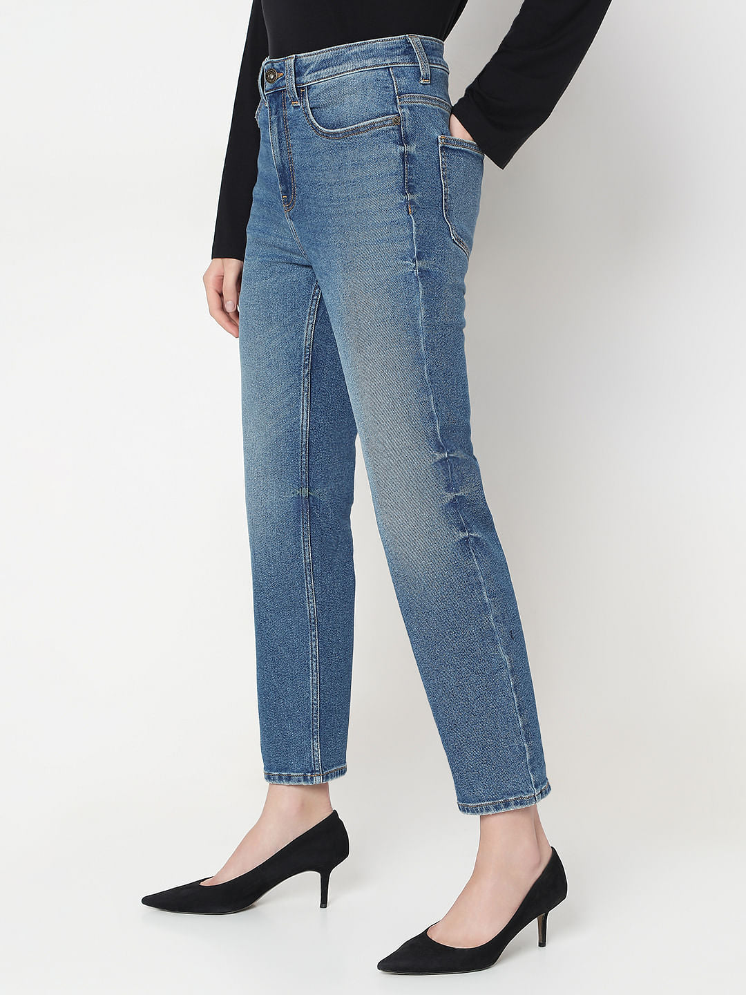Blue High Rise Skinny Fit Jeans