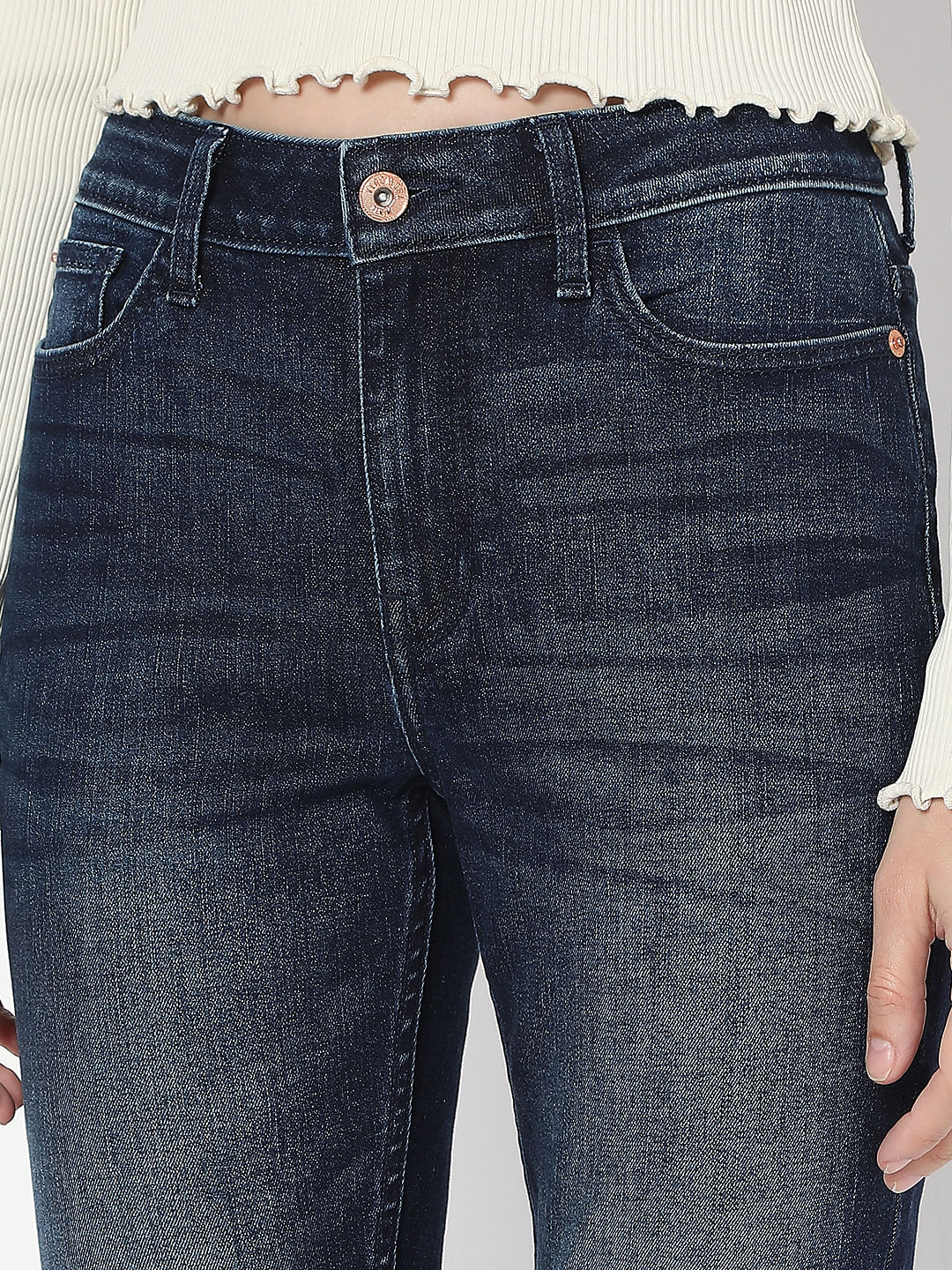 Dark Blue High Rise Skinny Fit Jeans