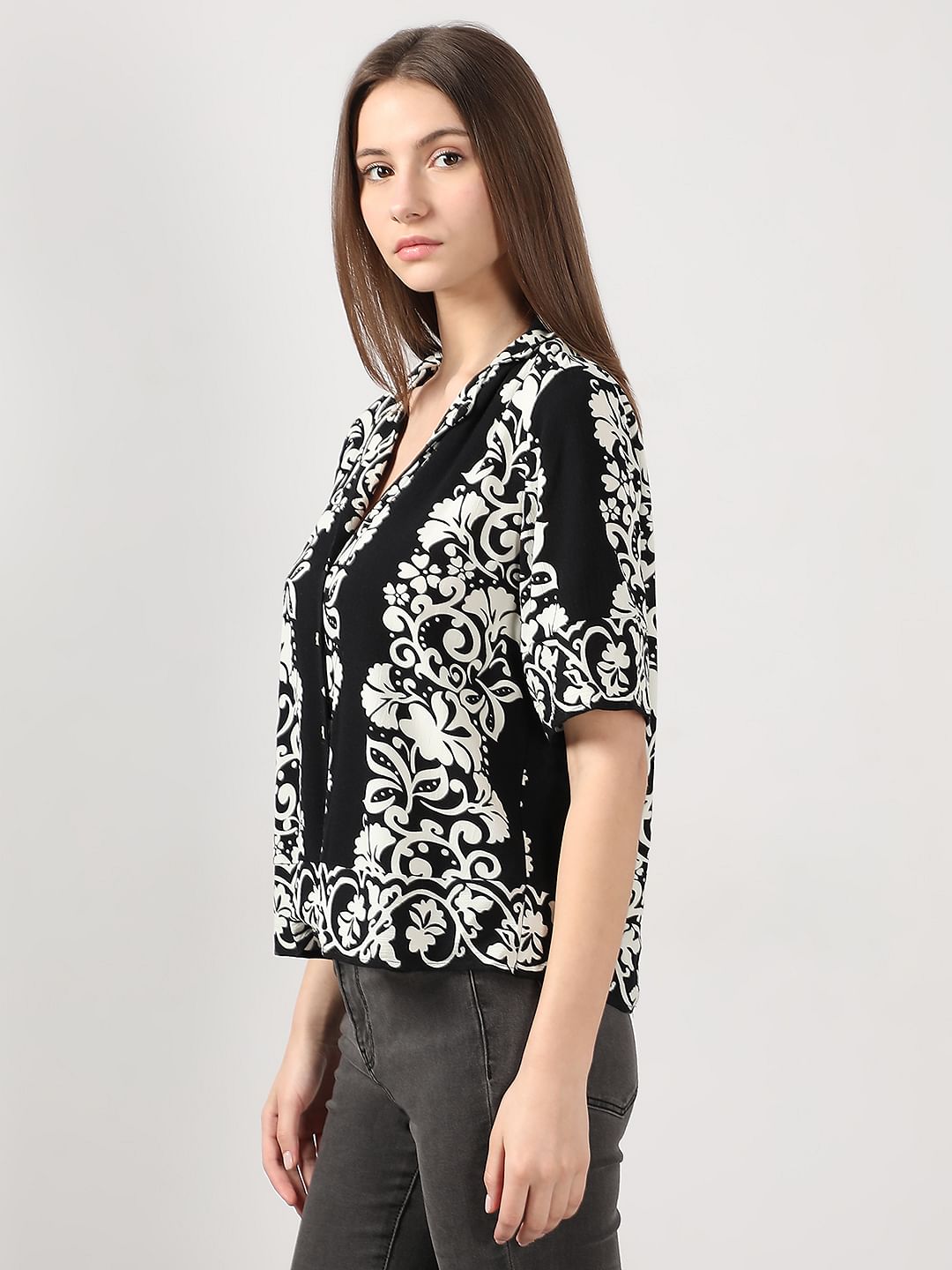 Black Printed Viscose Shirt
