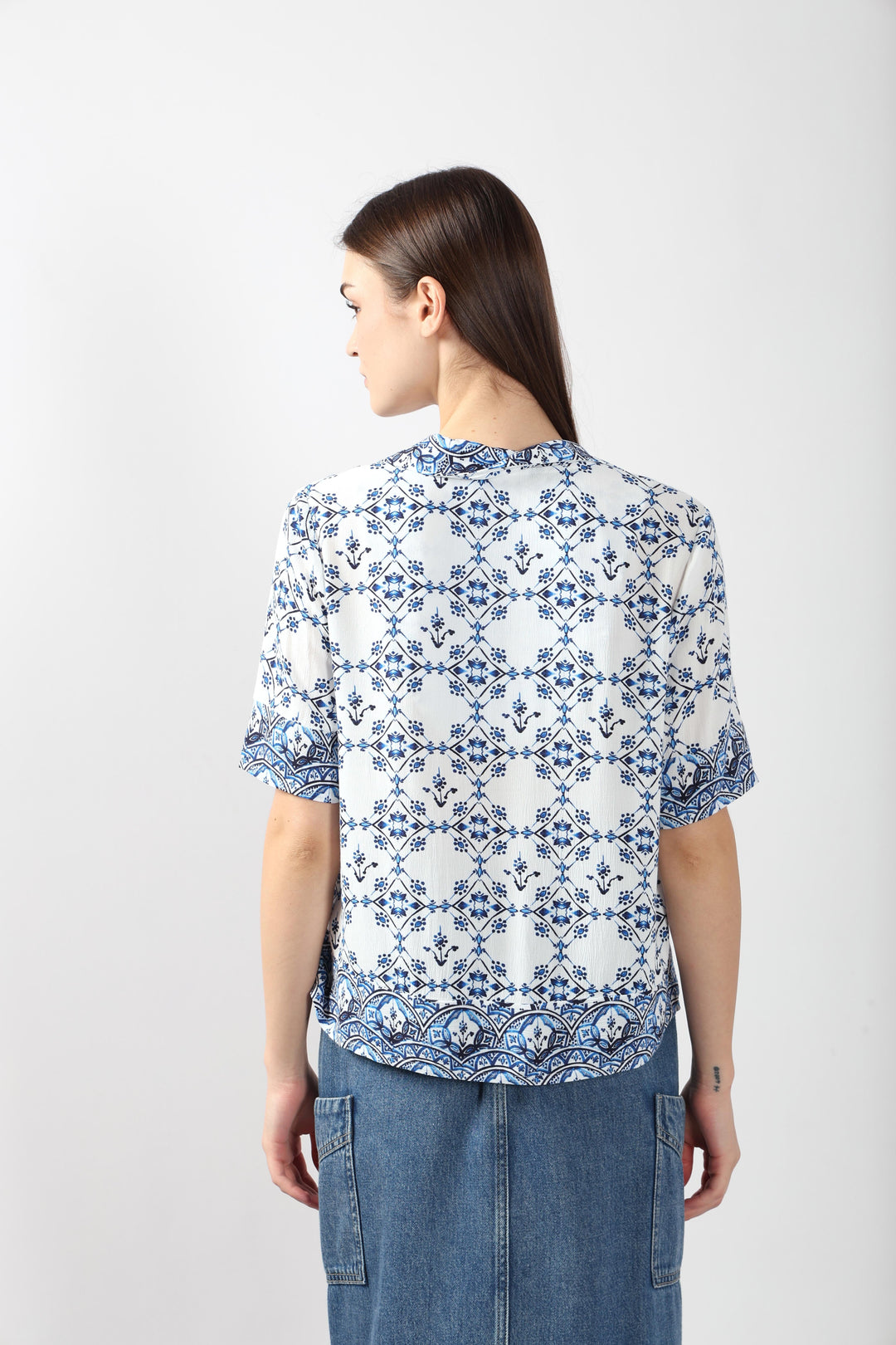 Vero Moda Blue Printed Viscose Shirt