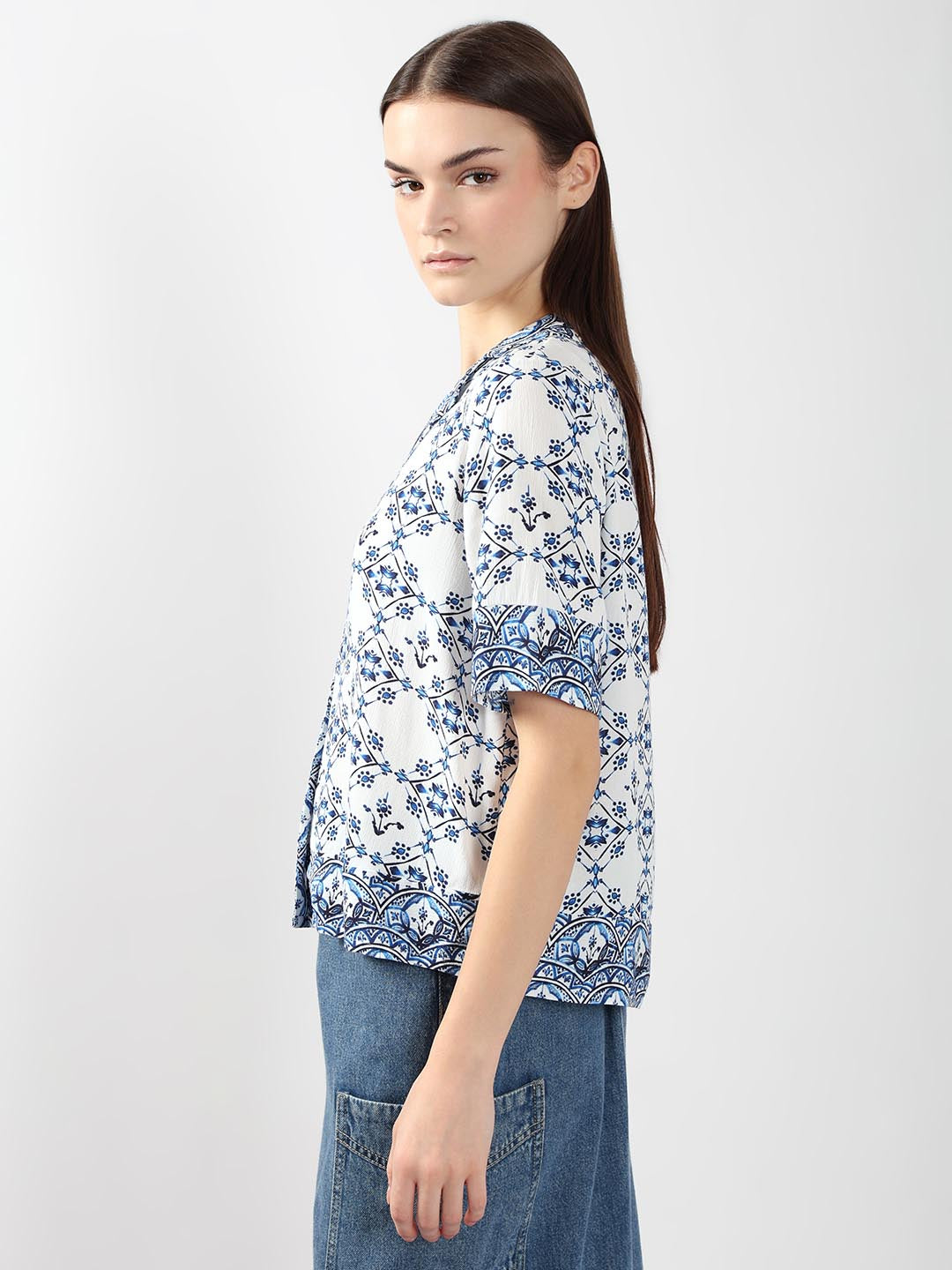 Vero Moda Blue Printed Viscose Shirt