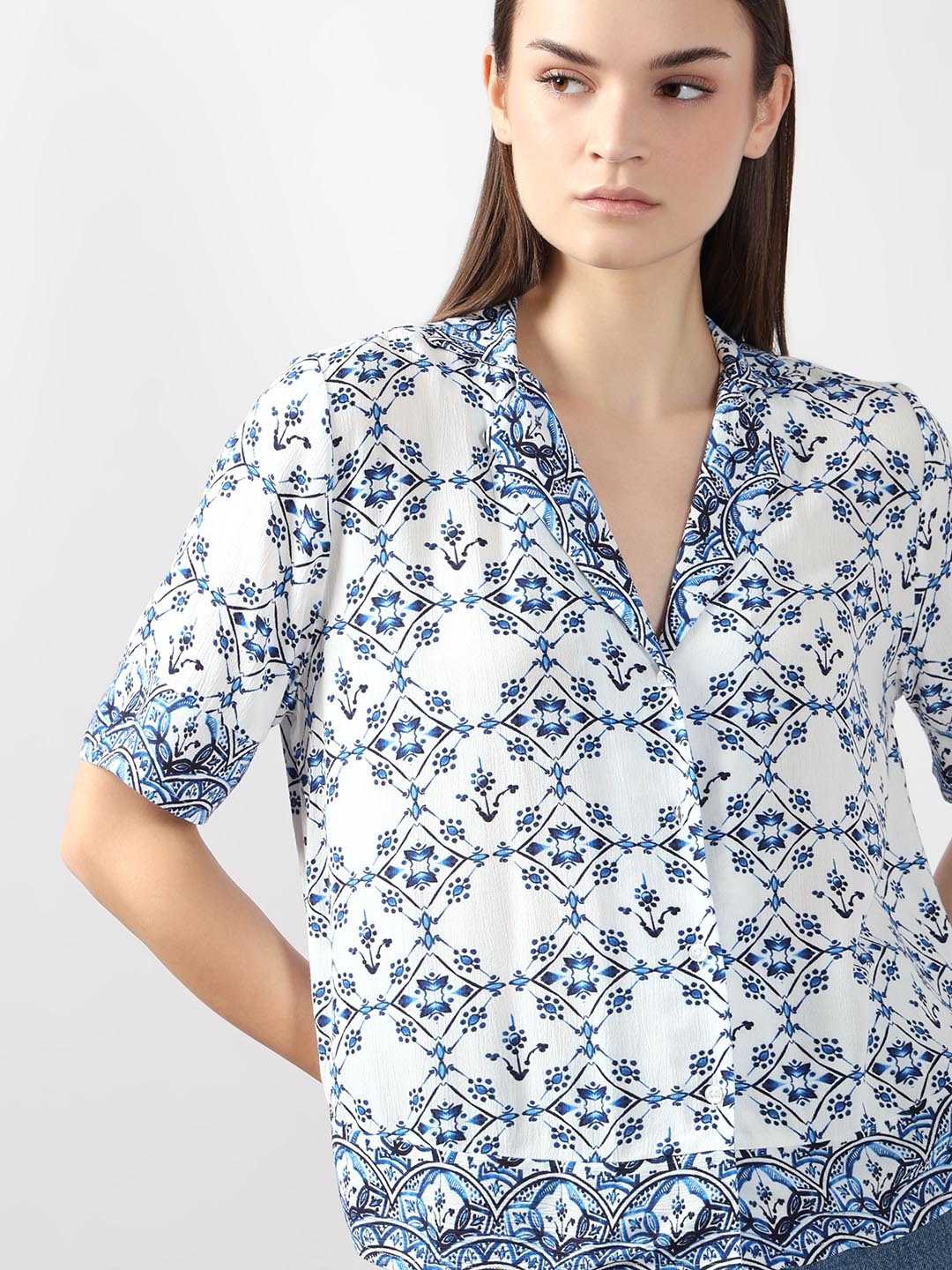 Vero Moda Blue Printed Viscose Shirt