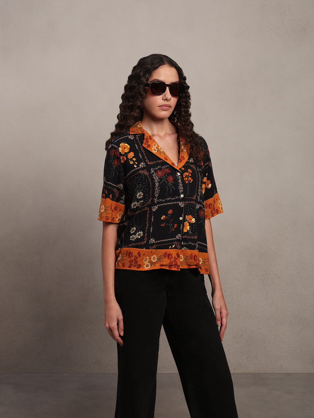 Floral Viscose Short Sleeves Shirt