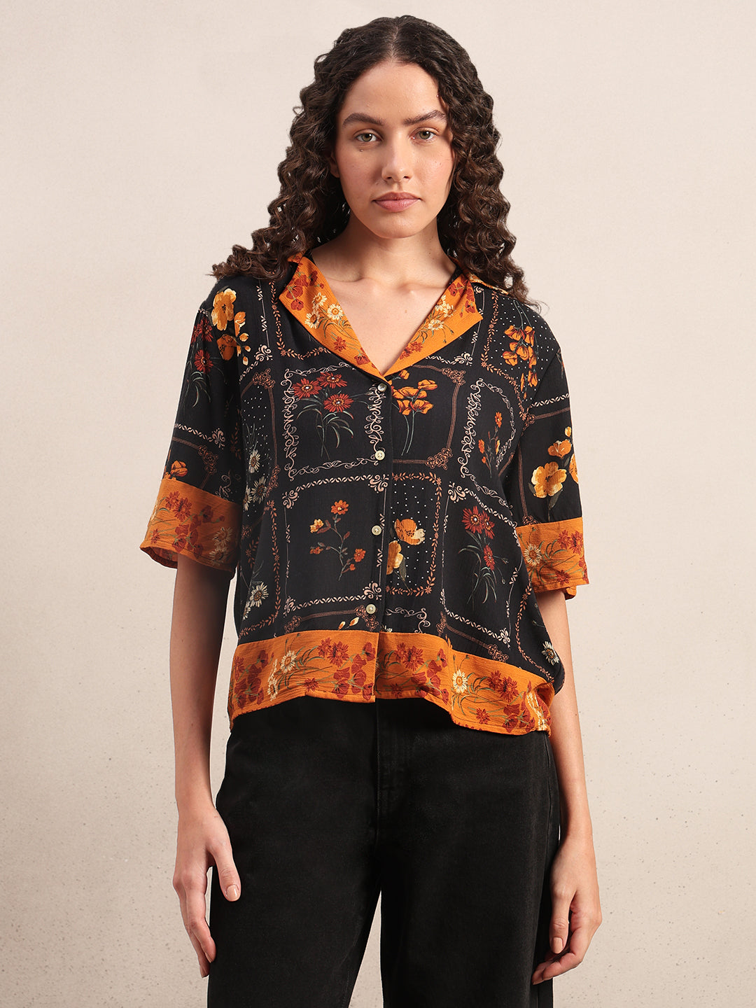 Floral Viscose Short Sleeves Shirt