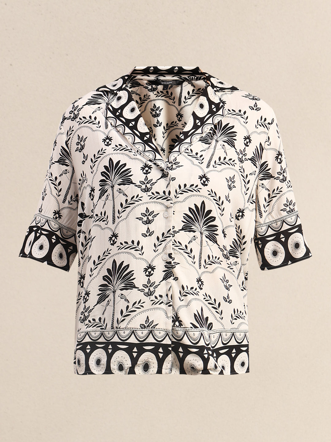 Floral Viscose Short Sleeves Shirt - White