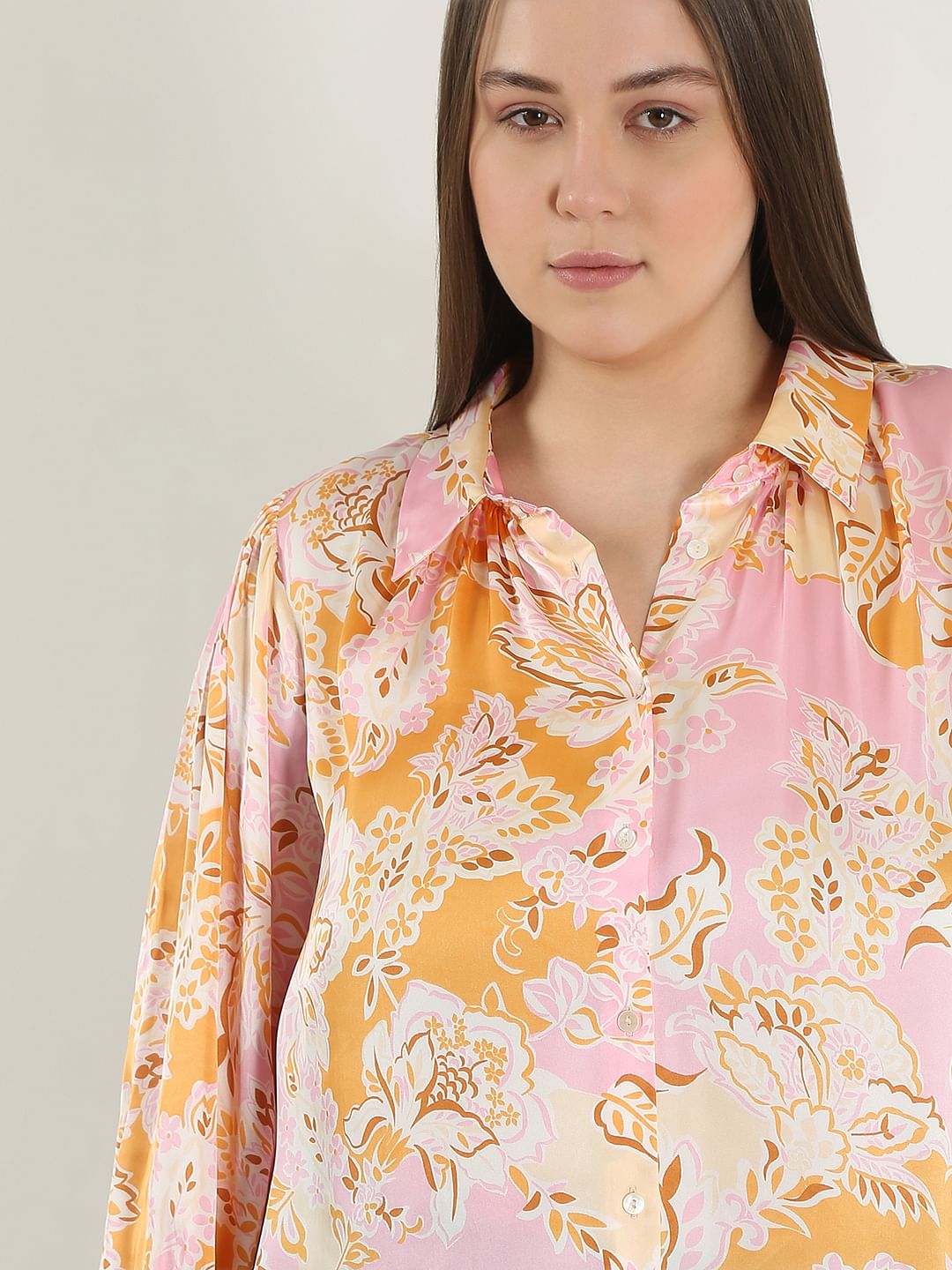 Curve Pink Printed Shirt
