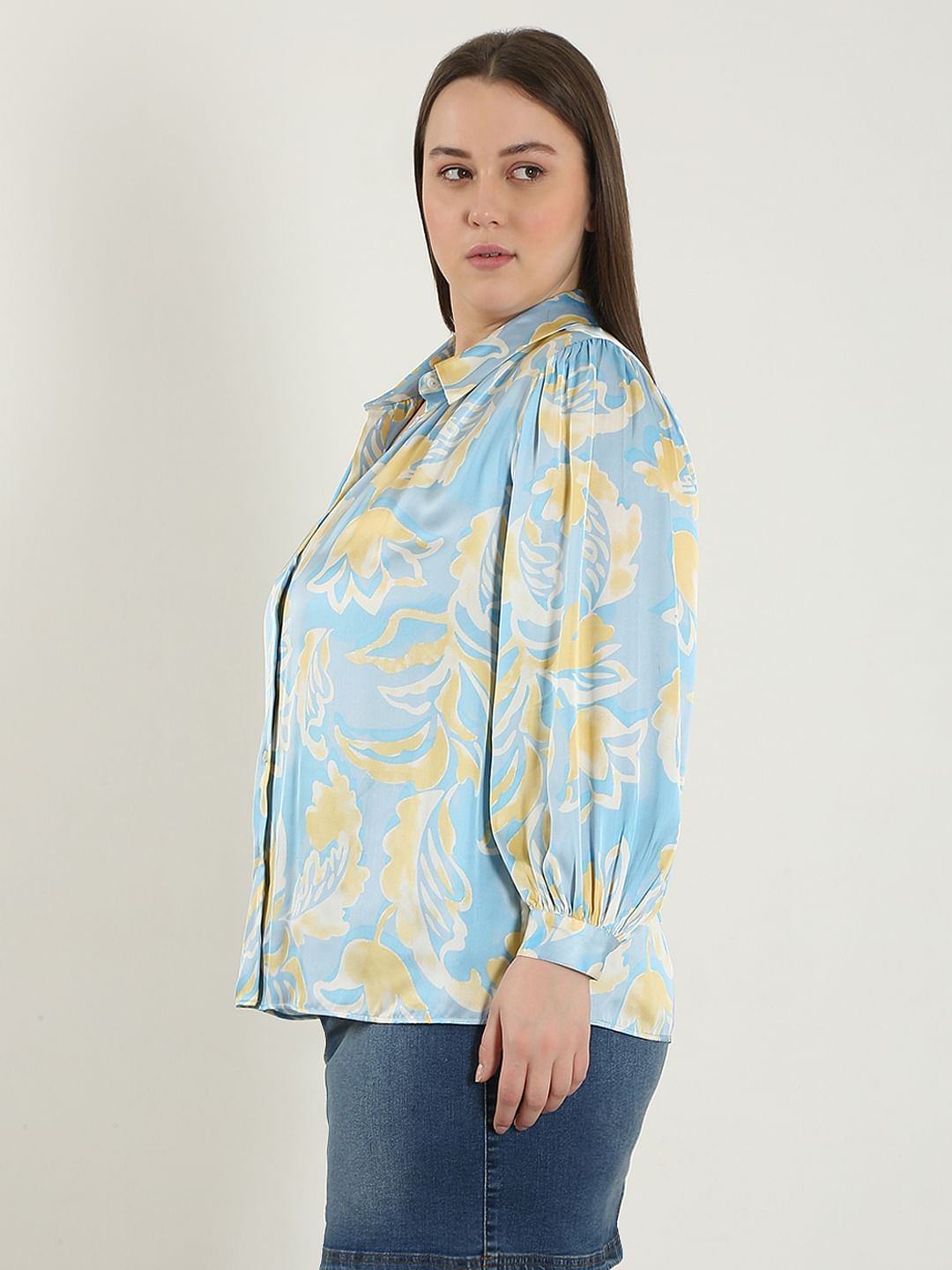 Curve Blue Printed Shirt