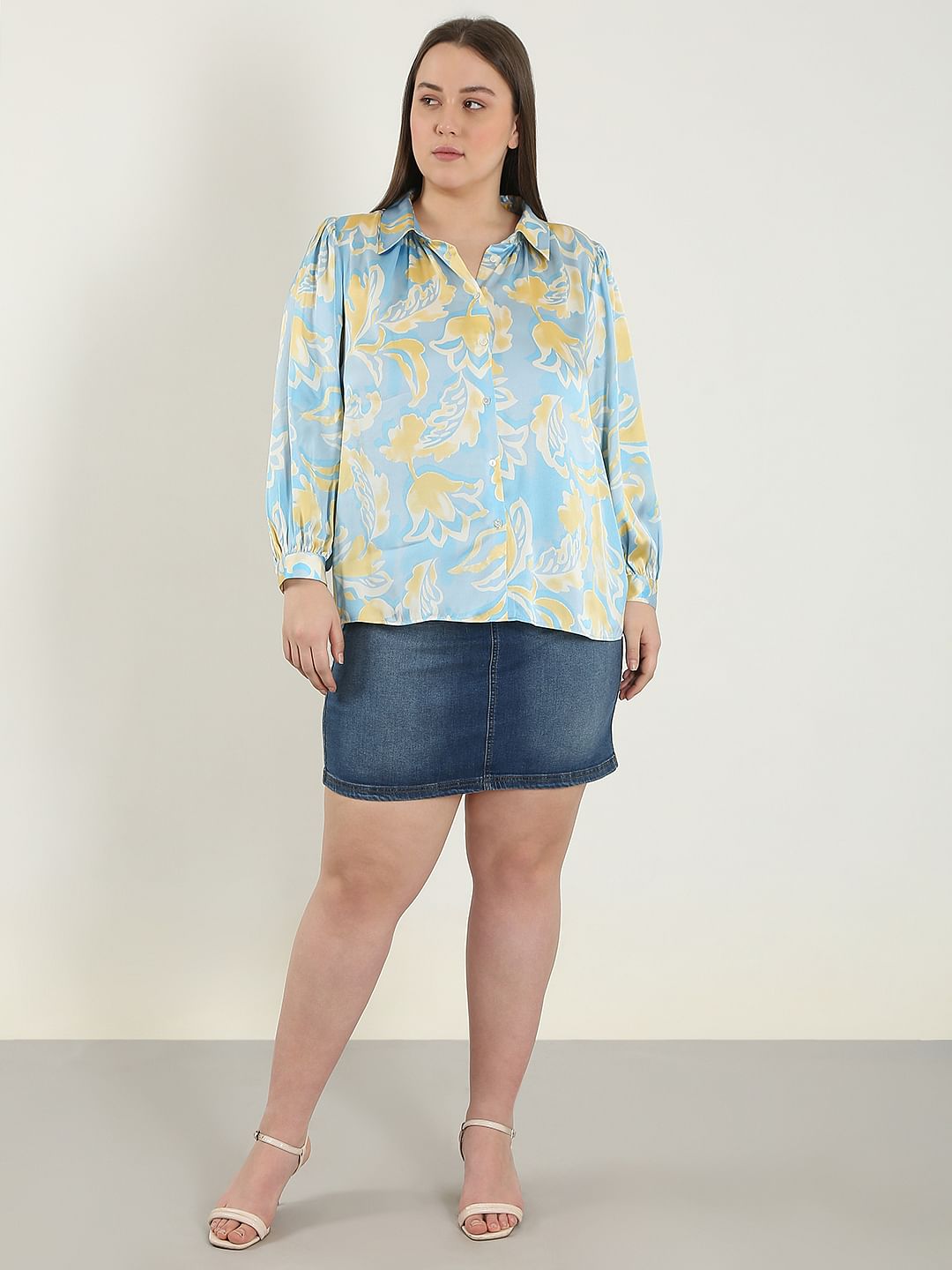 Curve Blue Printed Shirt