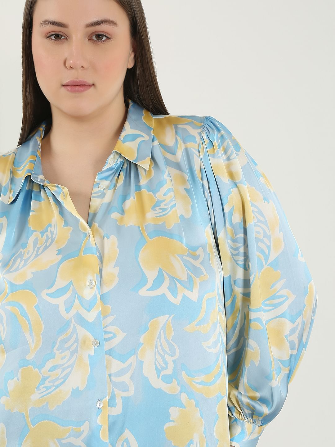 Curve Blue Printed Shirt