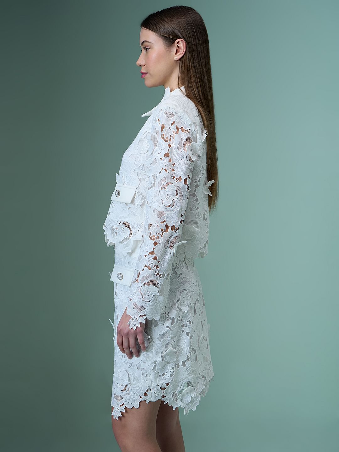 Marquee White Lace Co-Ord Set Shacket