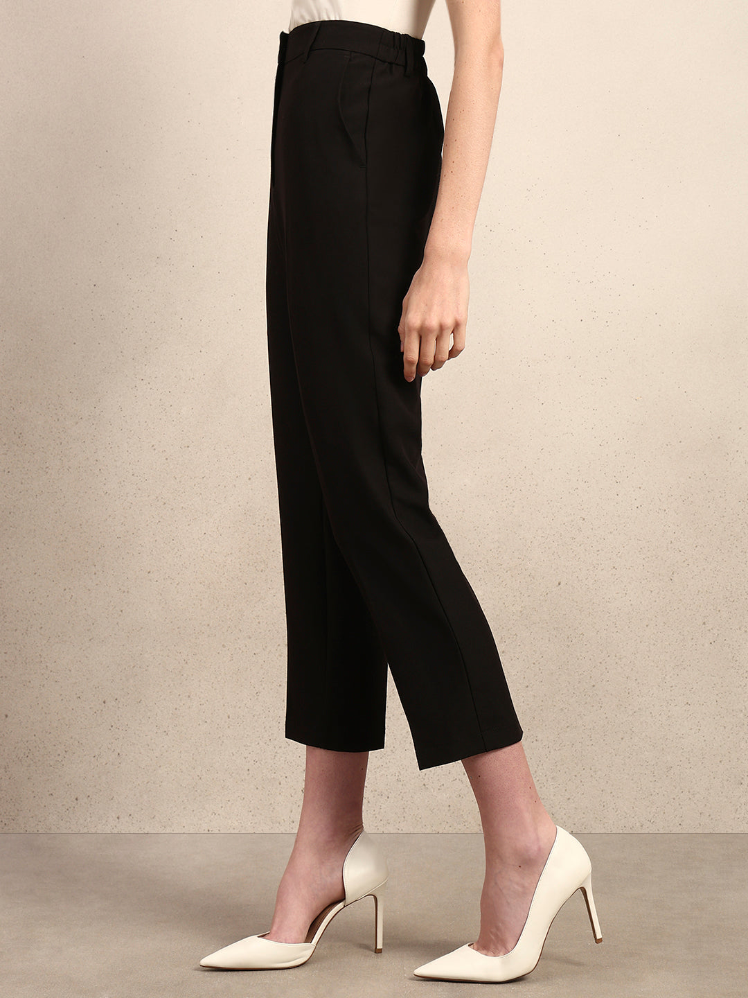 Cropped Slim Fit Tailored Pants