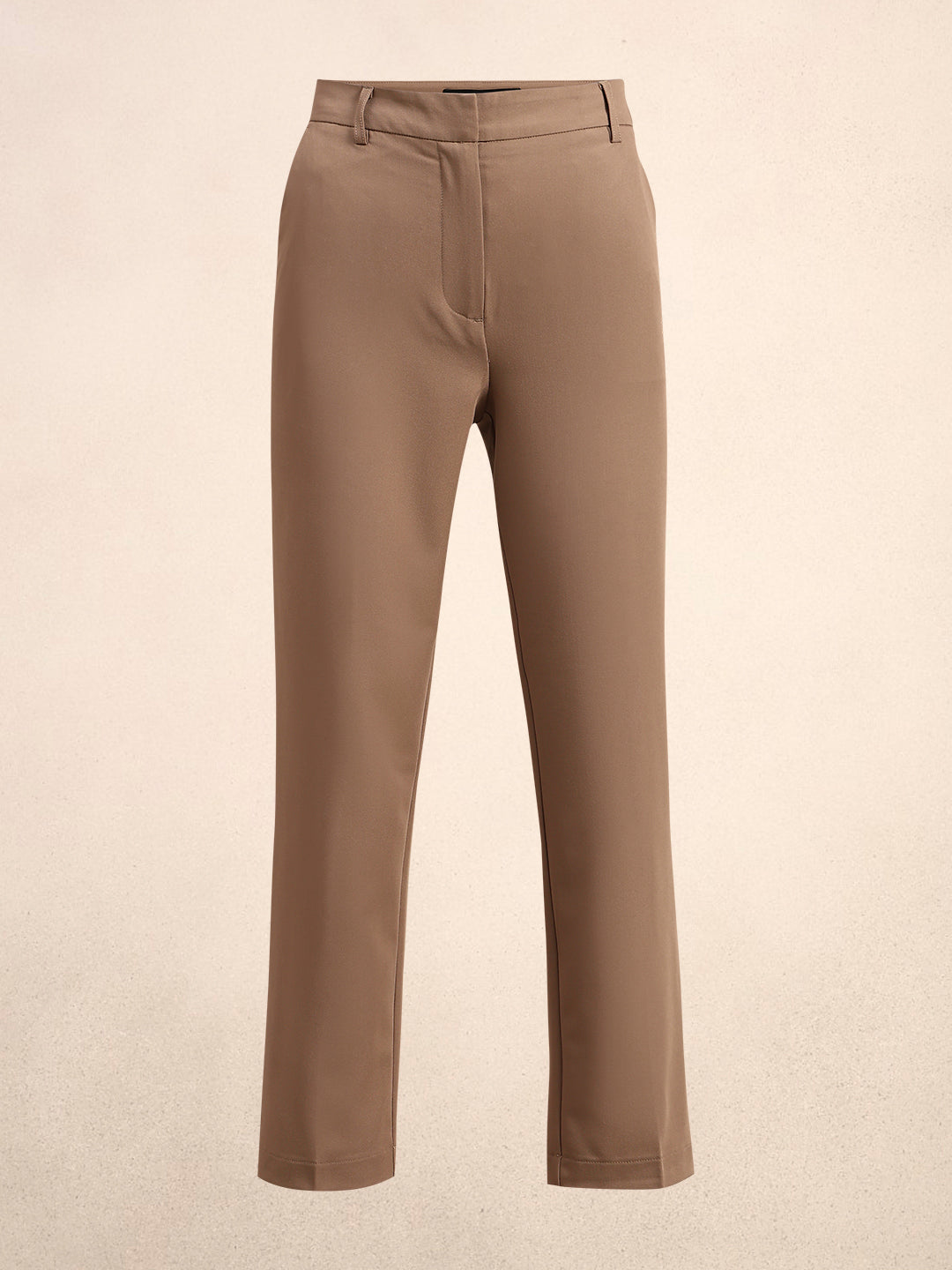 Brown Cropped Slim Fit Pants