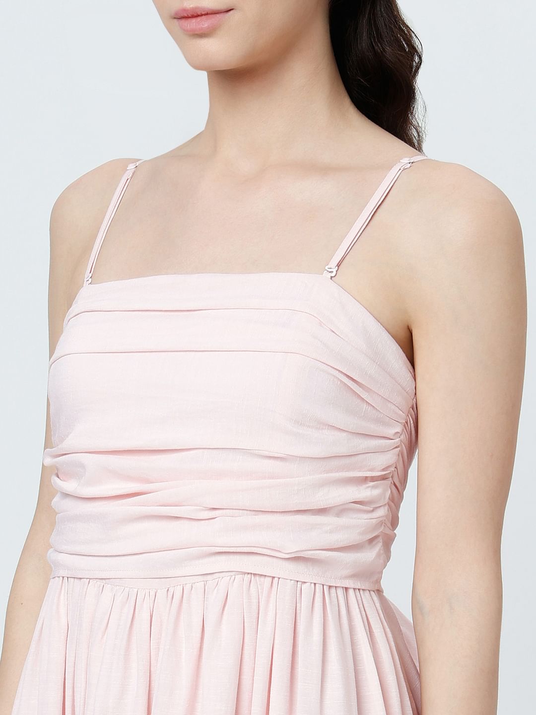 Light Pink Bow Detail Strappy Dress