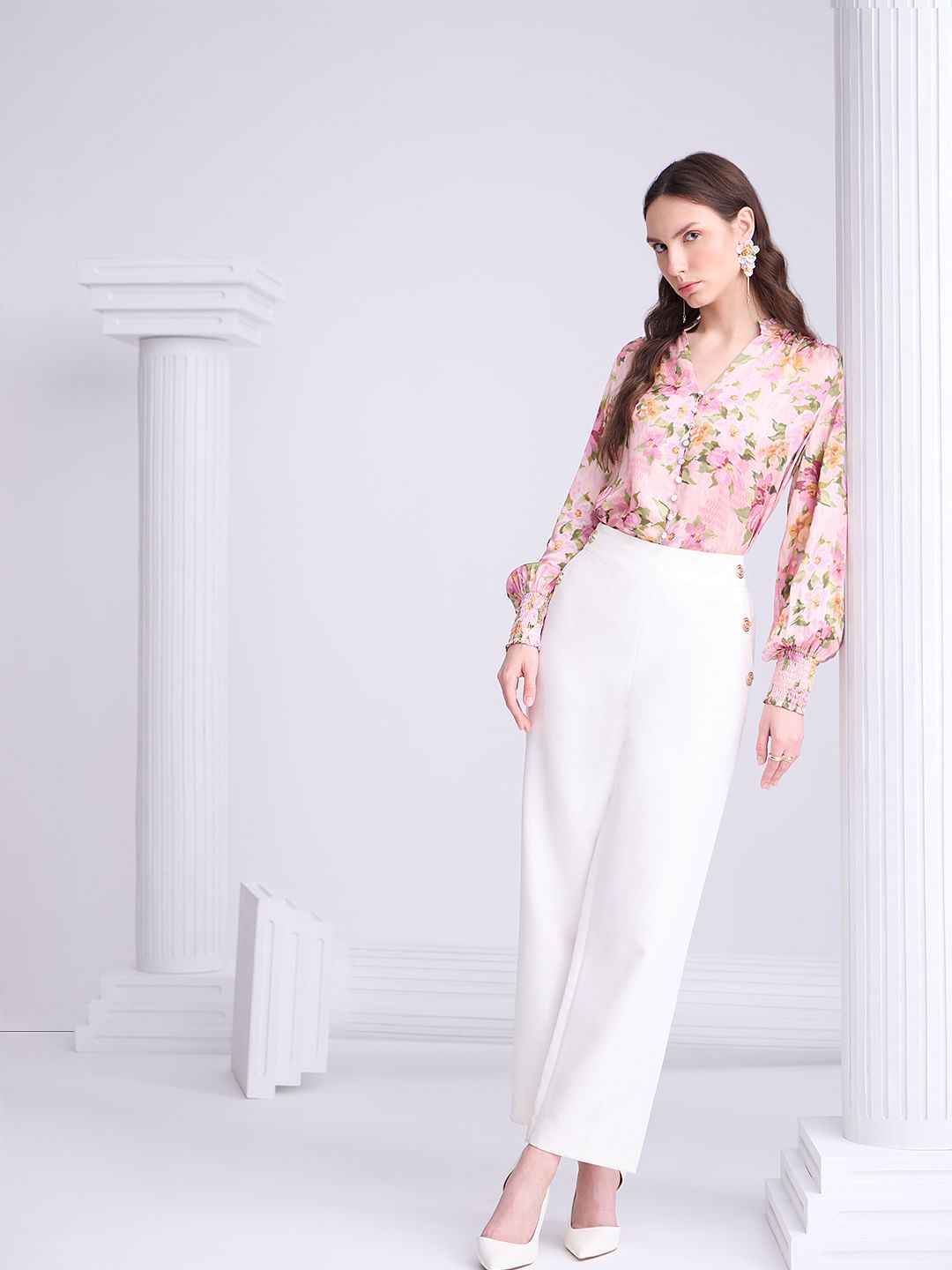 Pink Floral Print Top