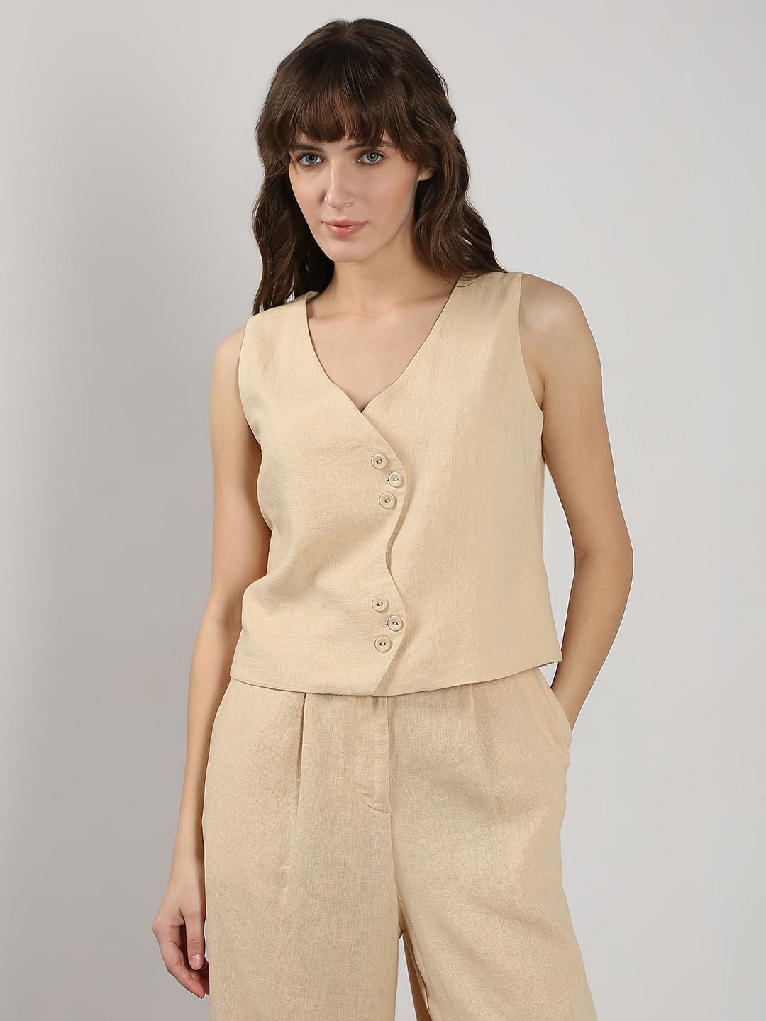 Beige Co-Ord Set Waistcoat