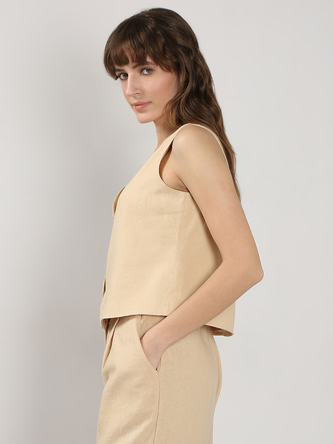 Beige Co-Ord Set Waistcoat