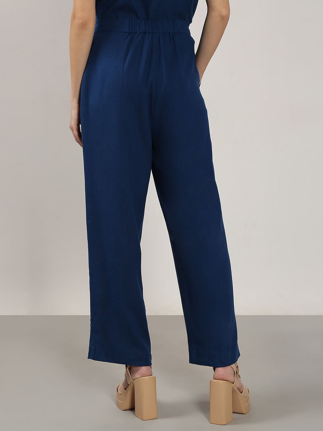 Blue Linen Co-Ord Set Pants