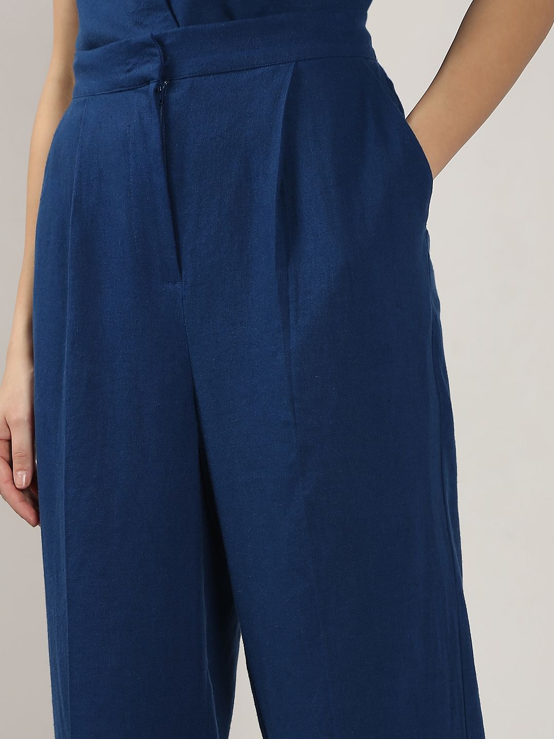 Blue Linen Co-Ord Set Pants