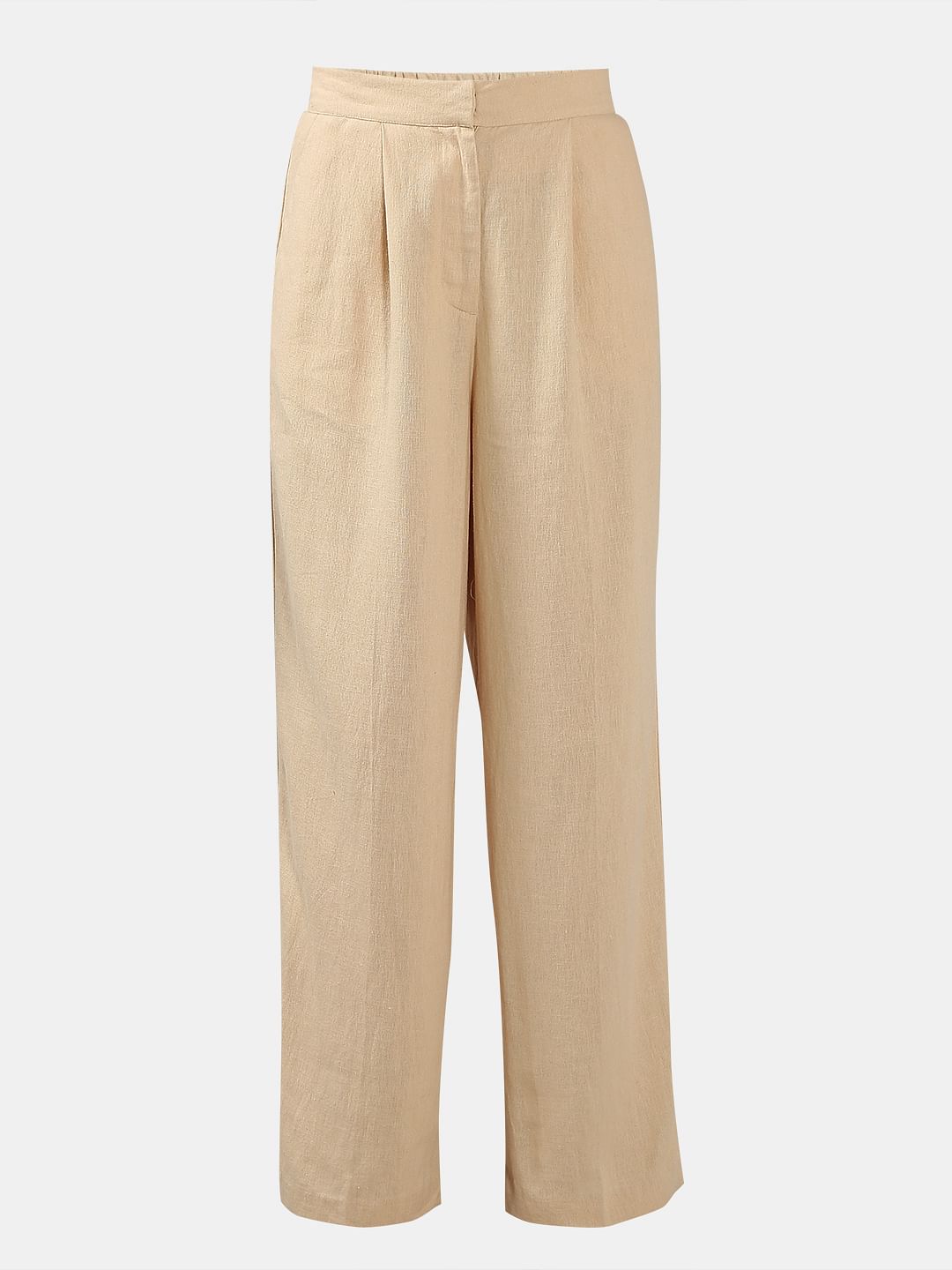 Beige High Rise Co-Ord Set Pants