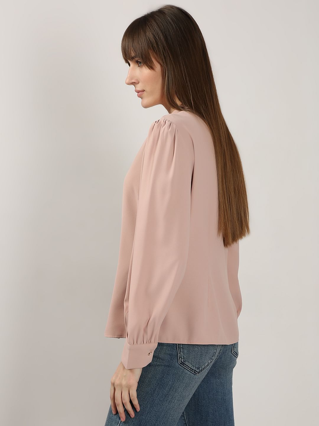 Pink Shawl Collar Shirt