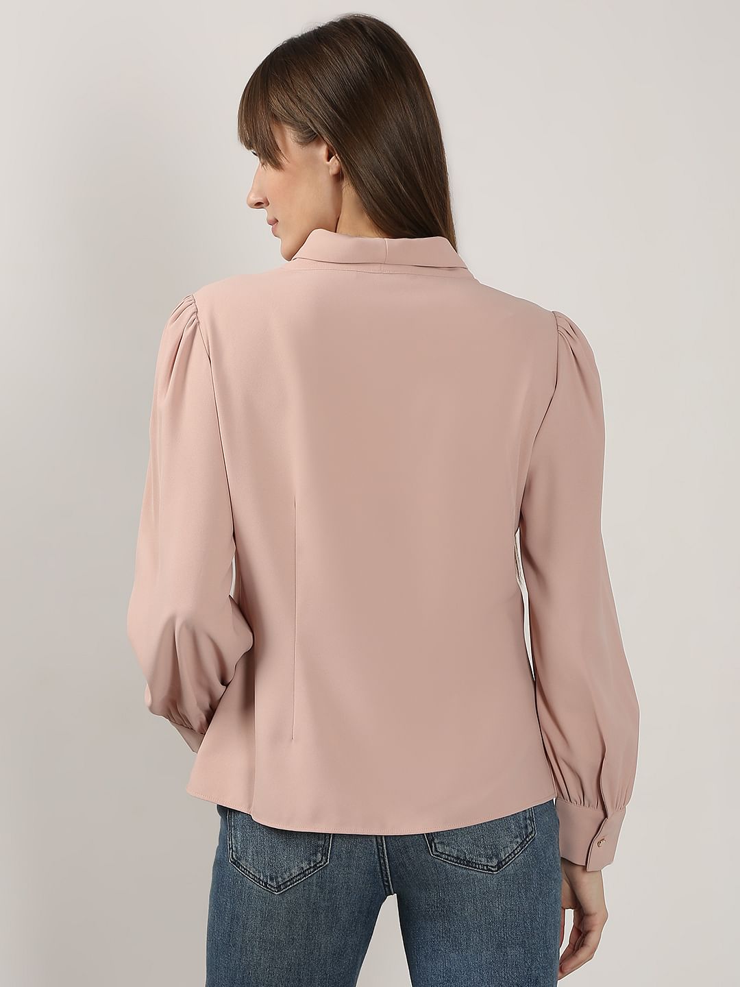 Pink Shawl Collar Shirt