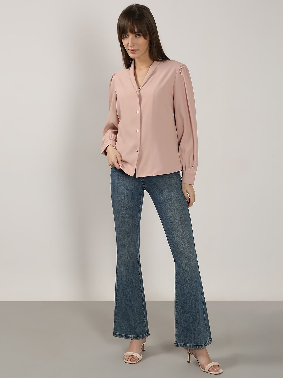 Pink Shawl Collar Shirt