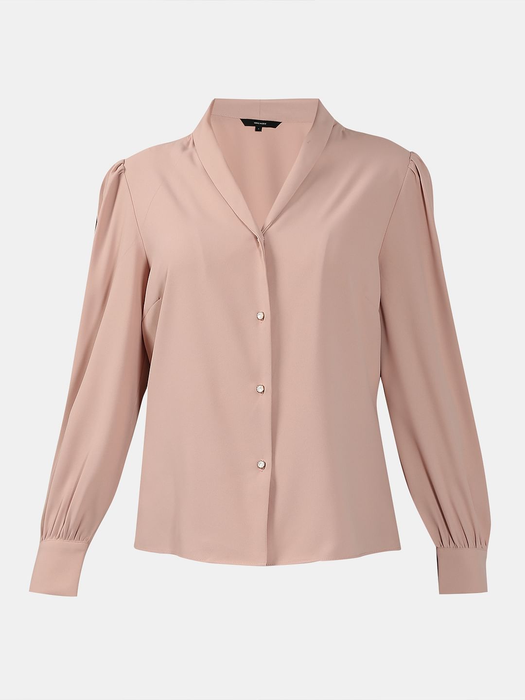 Pink Shawl Collar Shirt