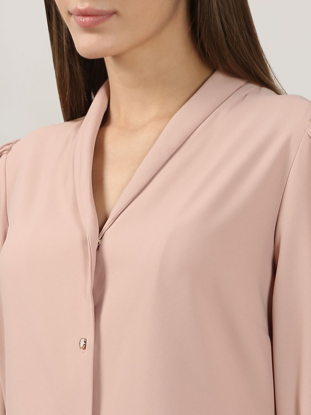Pink Shawl Collar Shirt