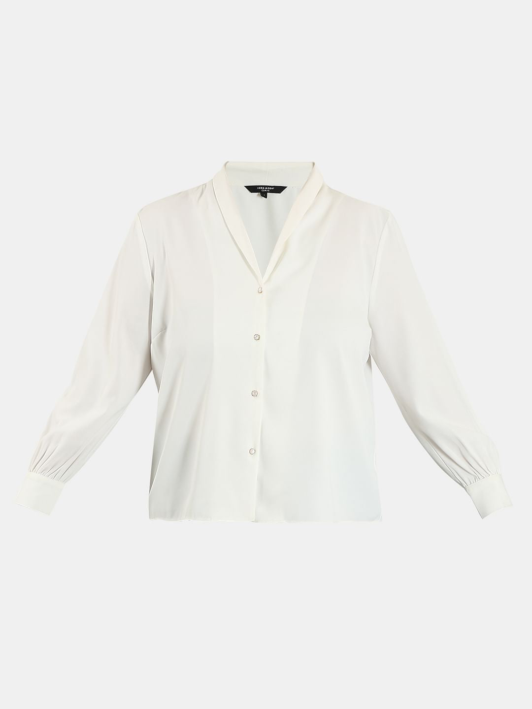 Curve White V Neck Shirt