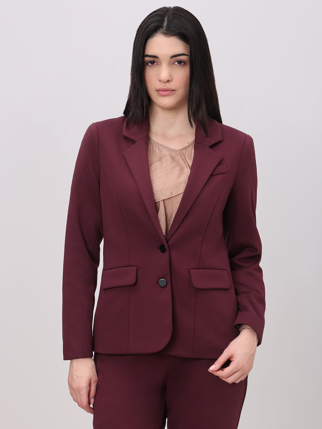 Burgundy Fitted Blazer