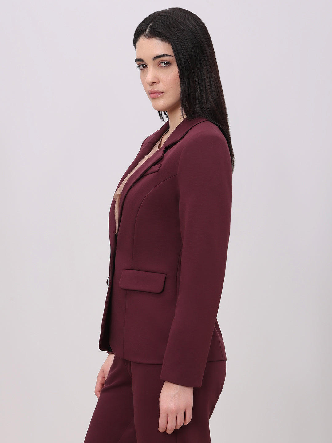 Burgundy Fitted Blazer